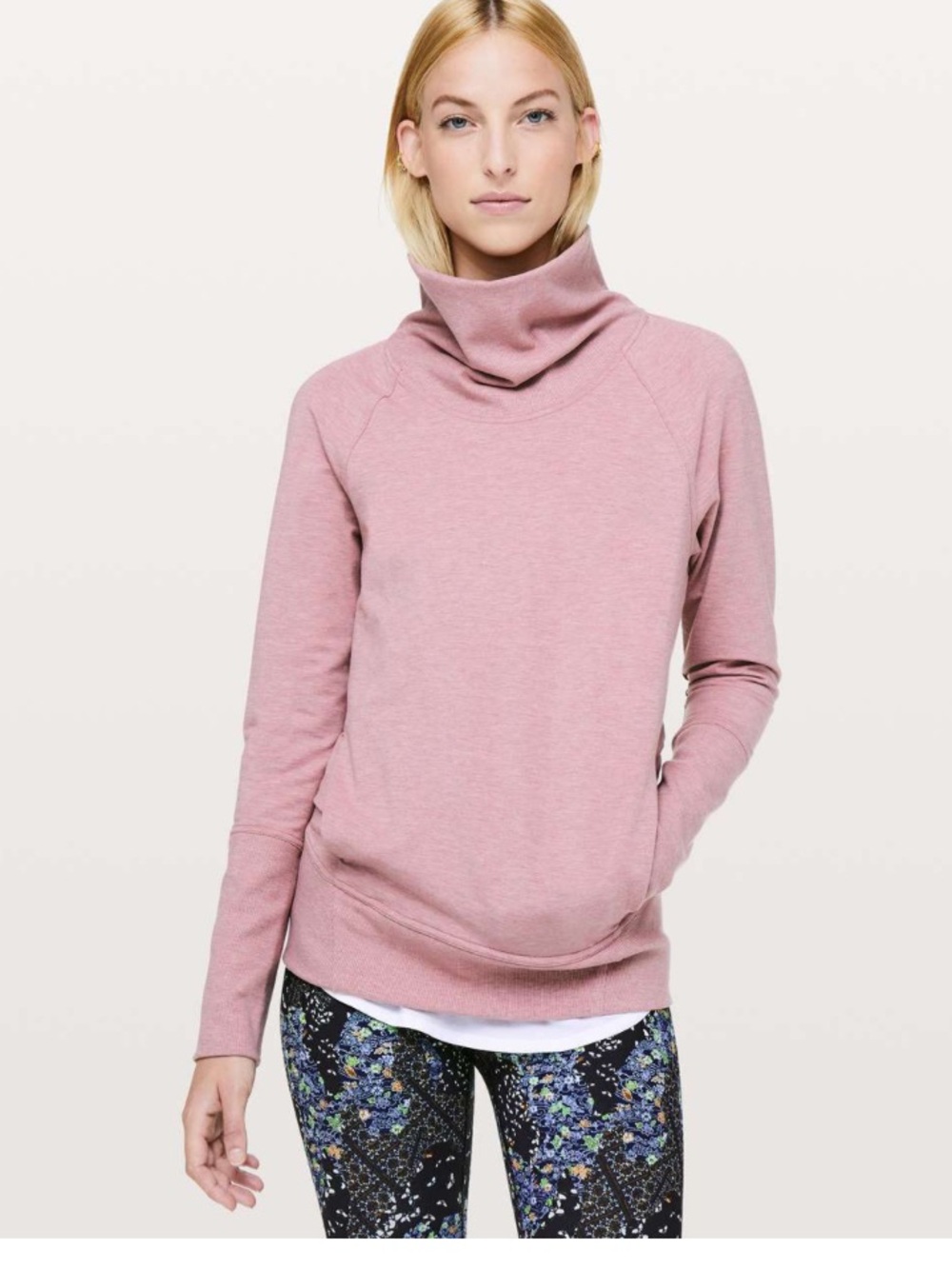 lululemon athletica high lines Pullover Cowl Neck Sweater Heathered Vintage Mauv